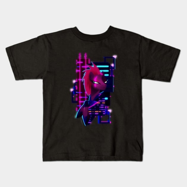 Neon Tempest Shadow Kids T-Shirt by Ilona's Store